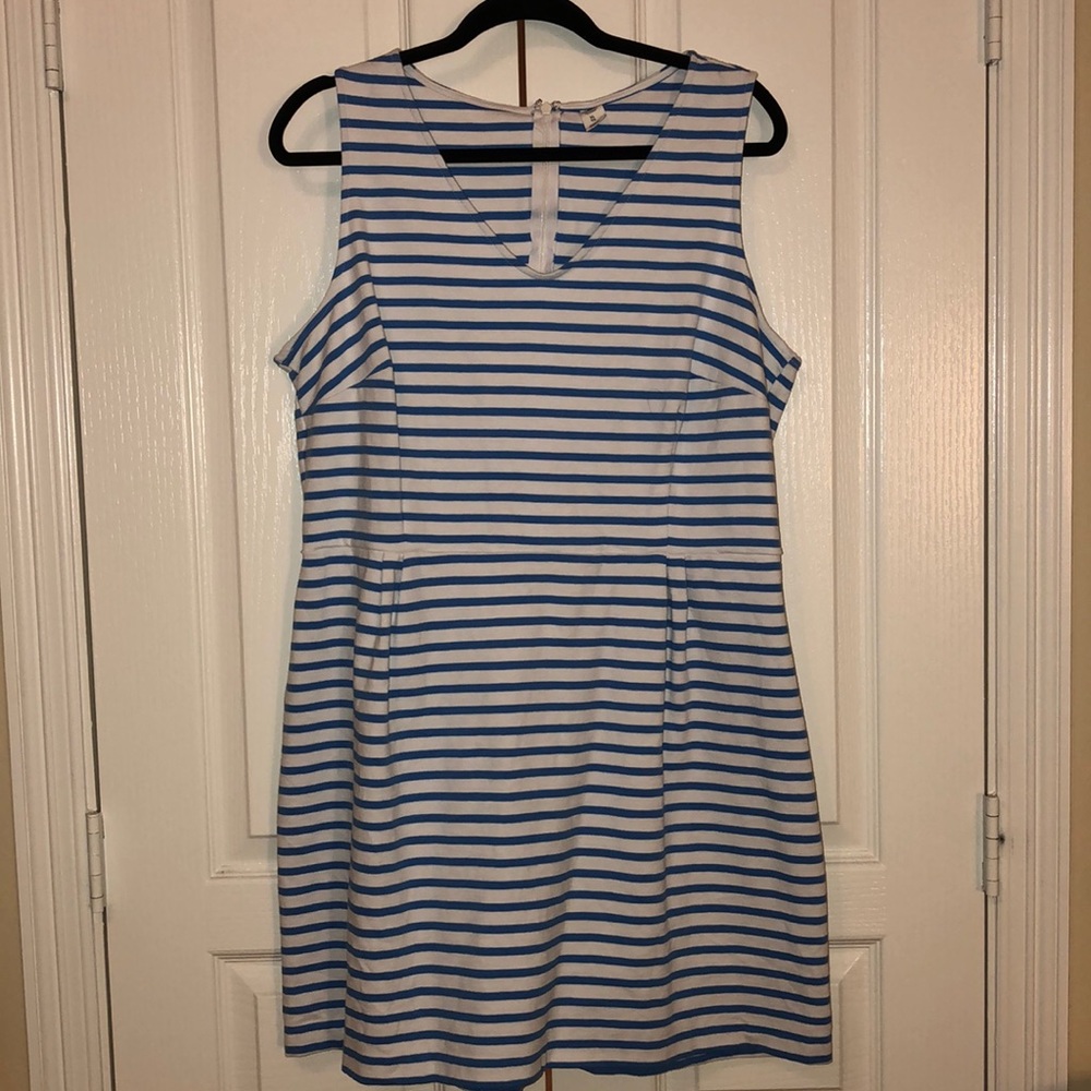 Blue and white striped dress